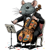 Ratte im Smoking spielt Cello