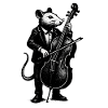 Rat en costume joue du violoncelle