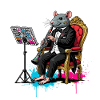 Rat in tuxedo plays clarinet