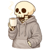 Cozy skeleton with cup – Quiet moment