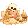 Cozy Skeleton with Heart – Rest & Self-Care