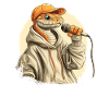 Rapping snake in hoodie