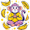 Meditating monkey with bananas