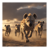 Hyenas Group Savannah Wildlife