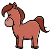 Dessin animé Cheval Brun Kawaii Pony