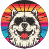 Sunglasses Dog in Rainbow