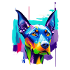 Buntes Dobermann-Pinscher Pop-Art-Porträt