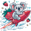 Rocket koala with strawberries