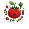 Happy tomato in the vegetable circle