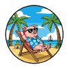 Cool Pig Beach Vacation Summer Vibes