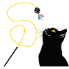 Katze mit Spielzeugangel