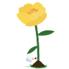 Yellow flower with ghost watering can