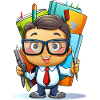 Learning hero cartoon teacher with pens