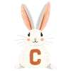 C - Lettre - Lapin - Personnalisable