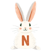N - Lettre - Lapin - Personnalisable