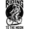 Moon trip with astronaut on bicycle
