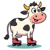 Funny cow on roller skates retro skating