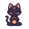 Schwarze Zen-Katze in Meditation