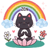 Zen Cat on Lotus and Rainbow