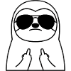 Sloth with sunglasses and middle finger
