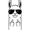 Llama with sunglasses – cheeky middle finger