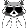 Raccoon with sunglasses middle finger