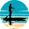 Paddleboard mit maritimer Atmosphäre im Retro-Stil
