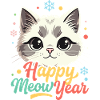 Cute Cat New Year Rainbow