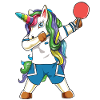 Einhorn-Tischtennisspieler abpuppen
