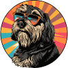 Sunglasses Dog in Retro Rainbow