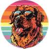 Sunglasses dog in rainbow style