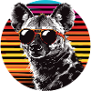Sunglasses dog in neon retro