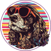 Sunglasses dog in retro ring