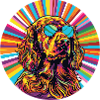 Sunglasses dog in rainbow style