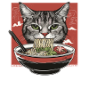 Cat with ramen
