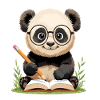 Panda with glasses writing