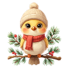 Winter chick on fir branch
