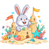 Summer bunny at the sandpit