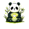 Panda with heart in the countryside