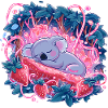 Sleeping koala in strawberry glow