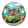 Beach Vacation Golf Cart Capybara Art