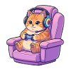 Niedliche Gamer-Katzen-Headset-Gaming-Stuhl-Kunst
