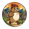 Happy Hiking Marmot Mountain Trail Art