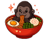 Gorilla con noodles ramen kawaii gorilla