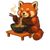 Red Panda with Noodles Ramen kawaii Red Panda