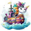 Bunter Einhorn-Schifftraum