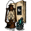 Lantern, Book and Crystals
