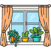 Window view with indoor plants