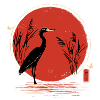 Red Crane Ukiyoe