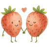 Cuddly Strawberries Love Heart Couple